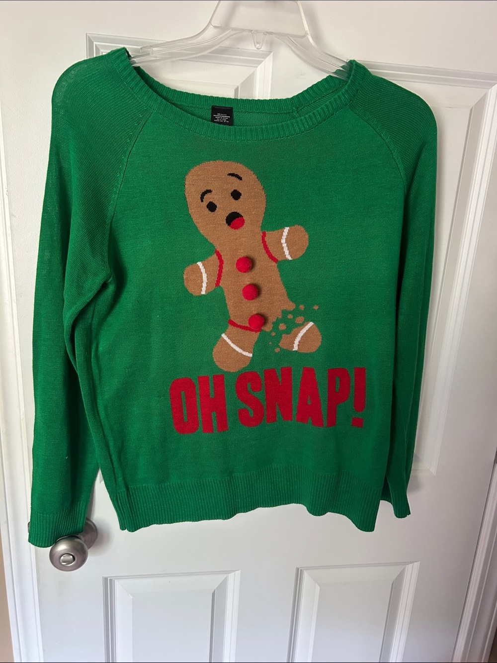 Green 'Oh Snap' Gingerbread Sweater